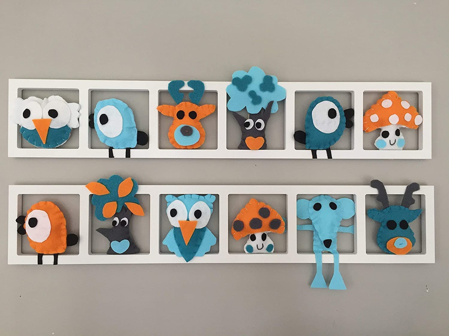 19 Décoration Murale Pour Chambre De Bébé Composition Orange Turquoise Et Gris