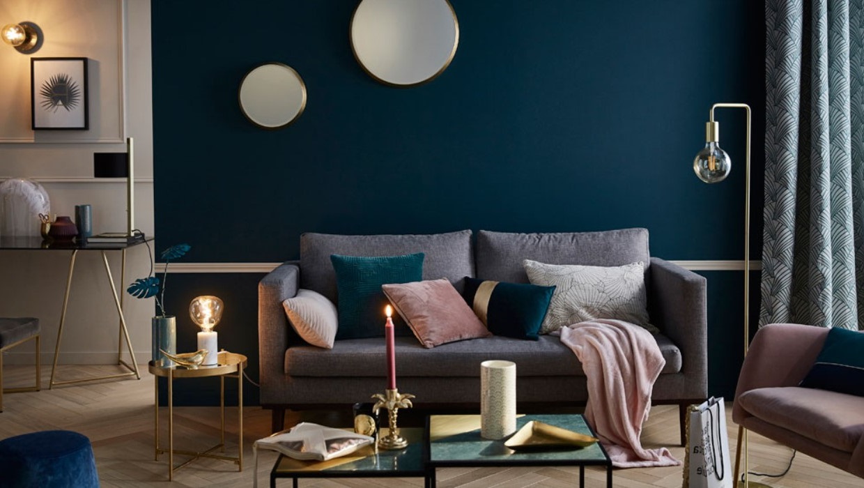 Bleu Pétrole Et Rose Poudré