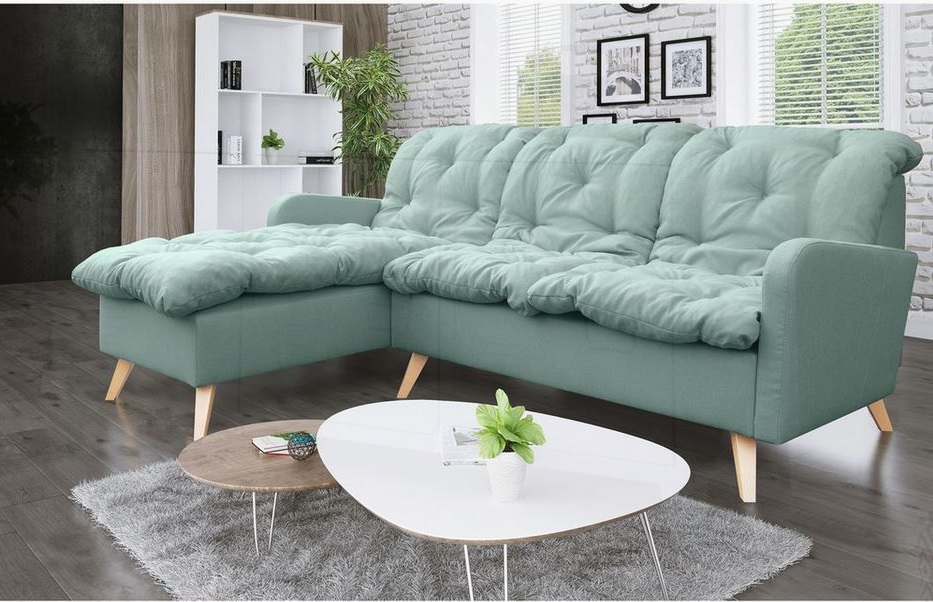 Canapé D'angle à Droite En Microfibre Vert Menthe –