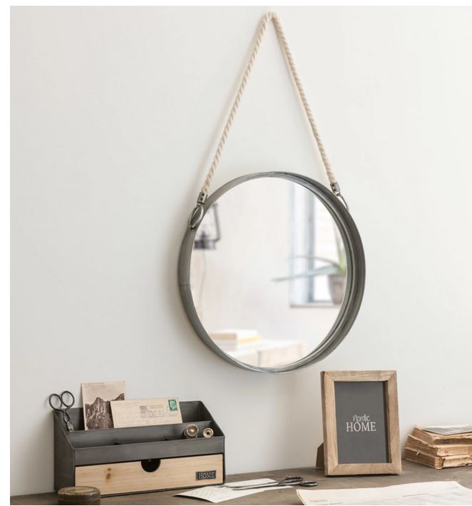 Belmont Miroir Rond à Suspendre En Métal Avec Corde