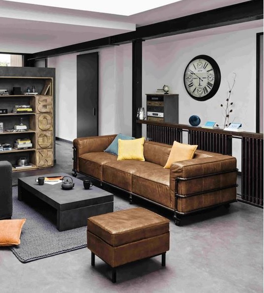 Fabric – Canapé Indus 4 Places En Cuir Havane