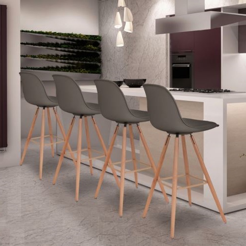 4 Tabourets De Bar Sara Gris Taupe