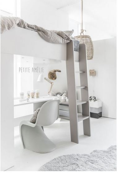 Lit Mezzanine Avec Bureau Et Armoire 3 En 1 « ombre »
