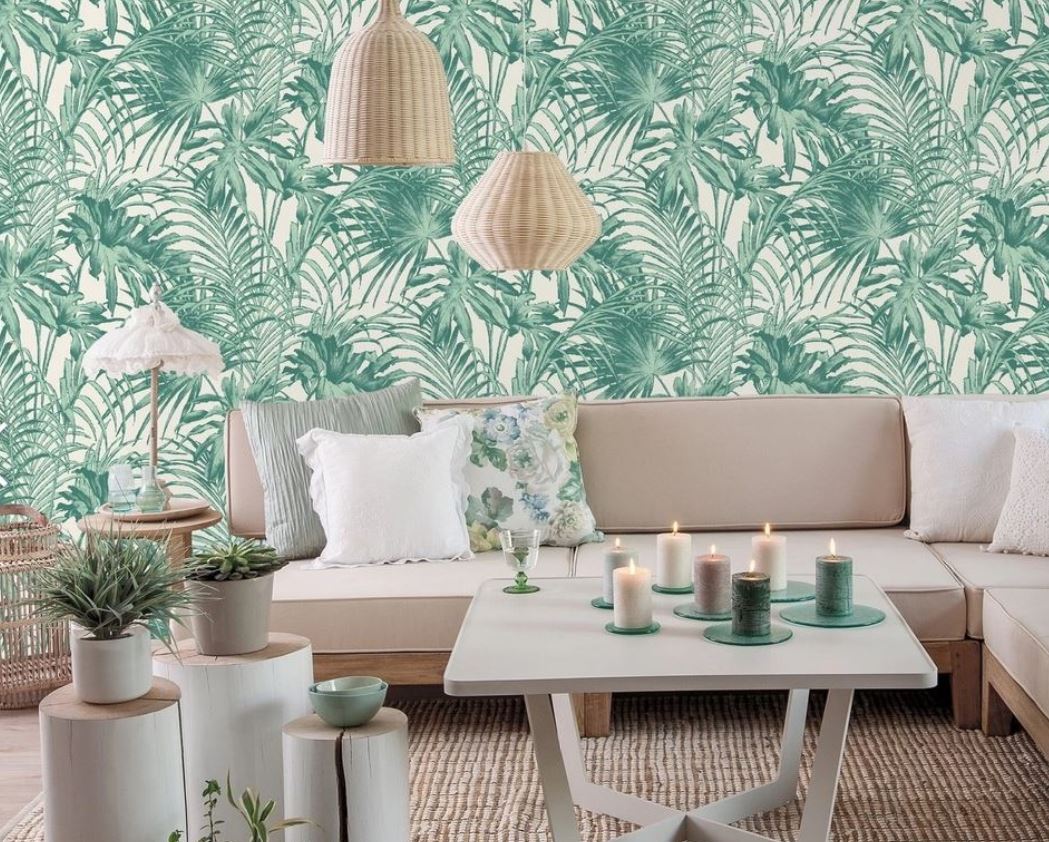 Papier Blanc Avec Un Feuillage Vert Et Blanc –