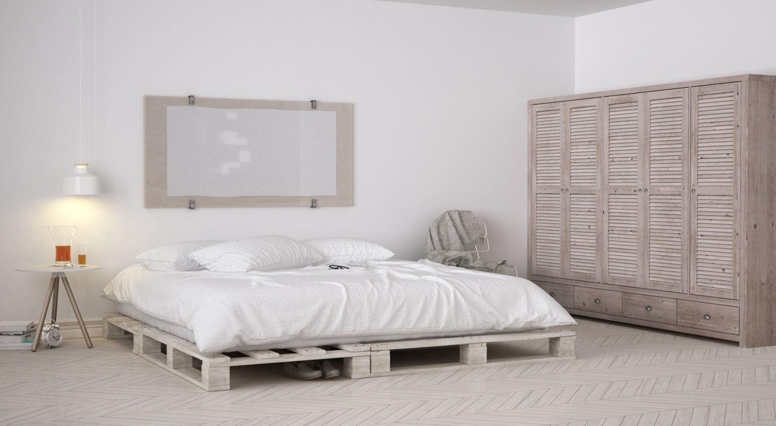 Lit En Palettes Peint En Blanc