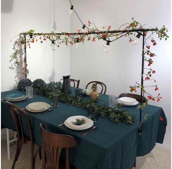 Barre Décor De Table En Métal Noir Ajustable –