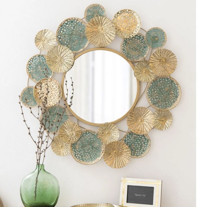 Paloma Miroir En Métal Turquoise