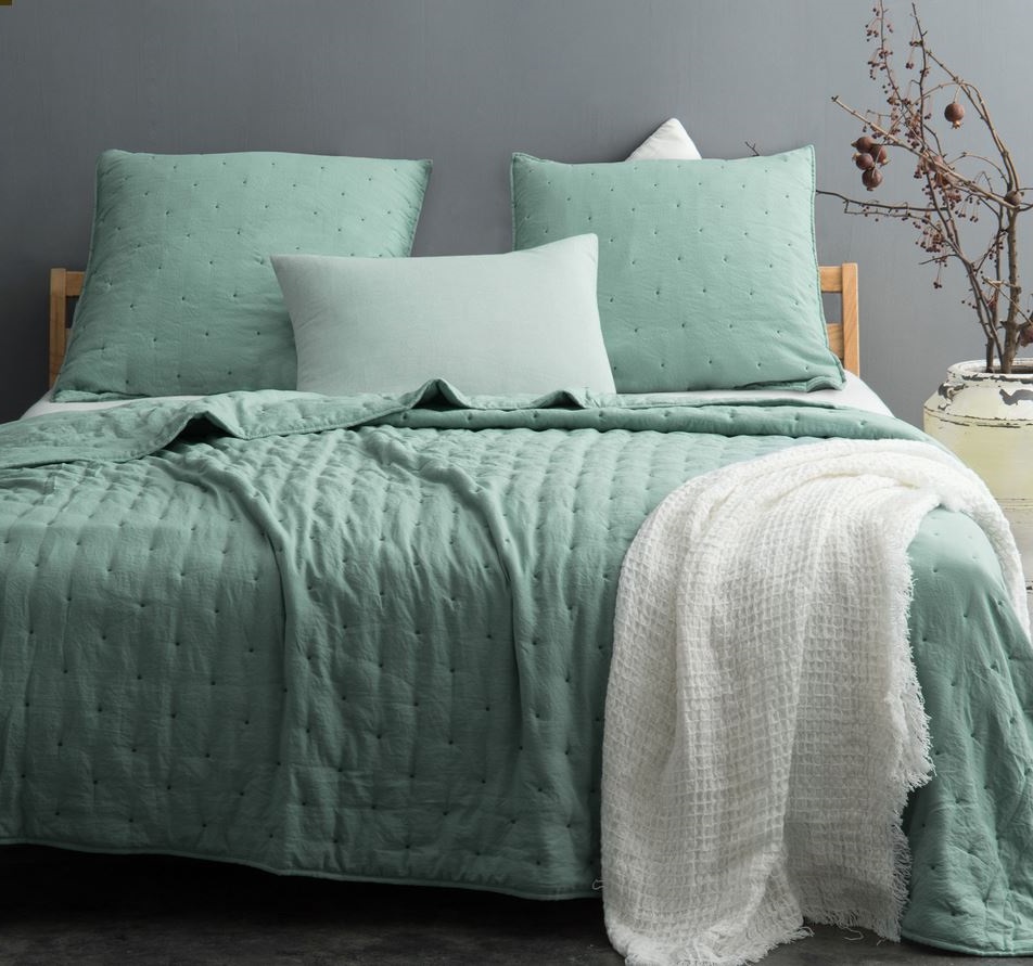 Couvre Lit Et Taie D'oreiller Iroise Vert