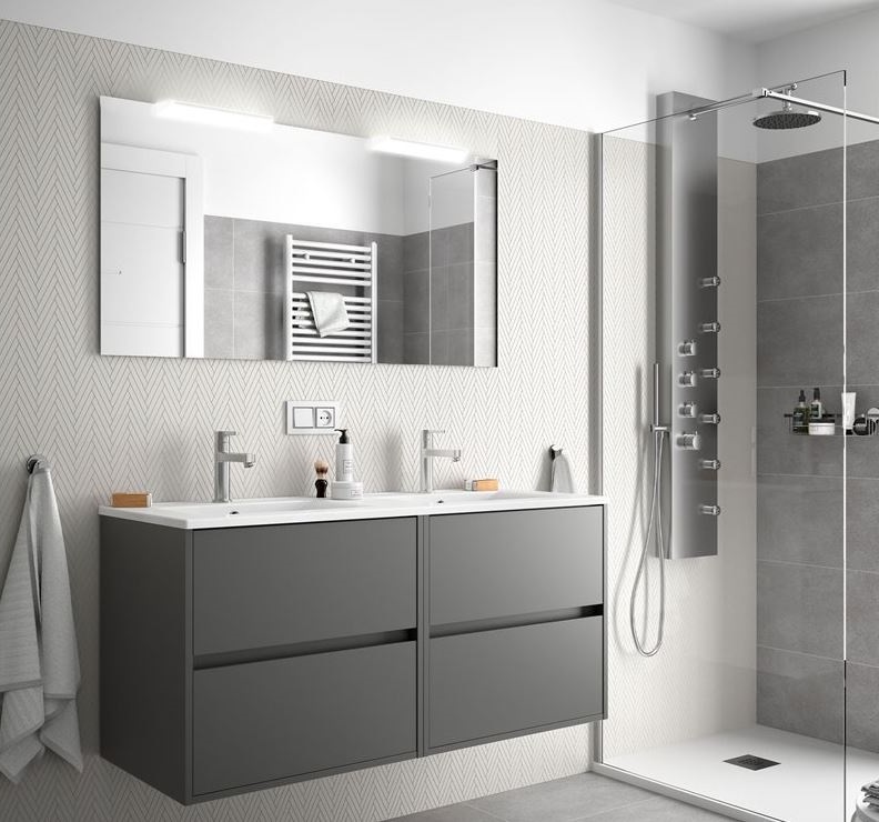 Meuble Double 120cm Gris Mat Noja Salgar