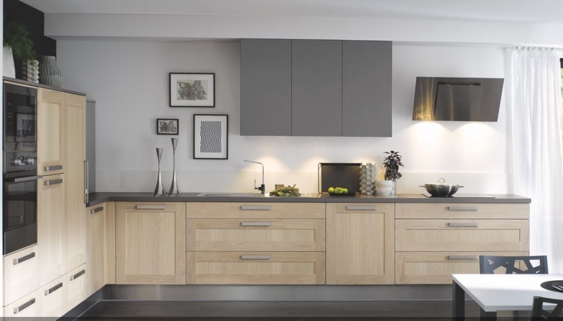 Cuisine Scandinave Bois Beige – Wooden Soft Oak & Pearl Gris Alpaga 