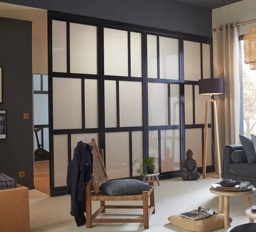 Cloison De Séparation Osaka Médium Mdf Revêtu Feuille Décor, Noir –