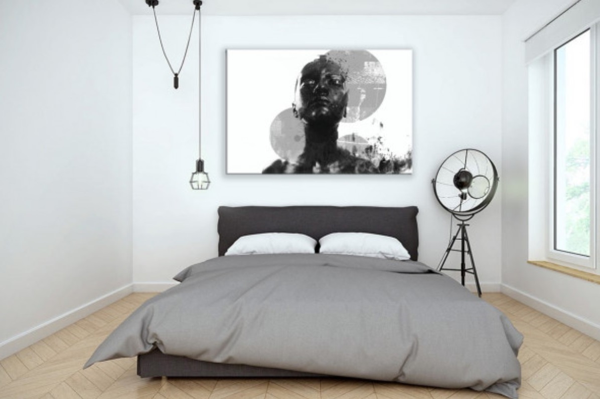 Chambre Moderne Avec Maxi Tableau Qui Surplombe Le Lit