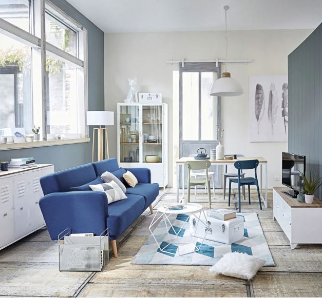 Elvis Canapé Lit 3 Places Bleu Roi –