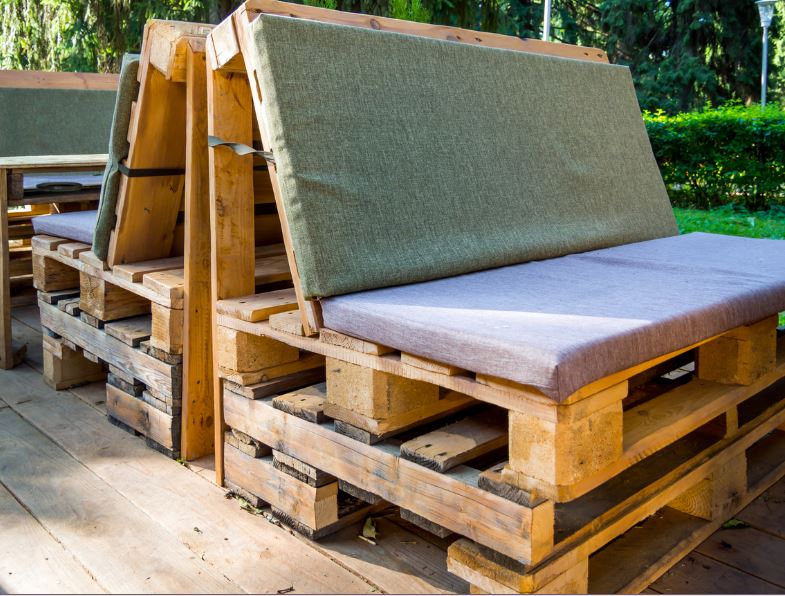 Banc Avec Coussin Gris Et Violet