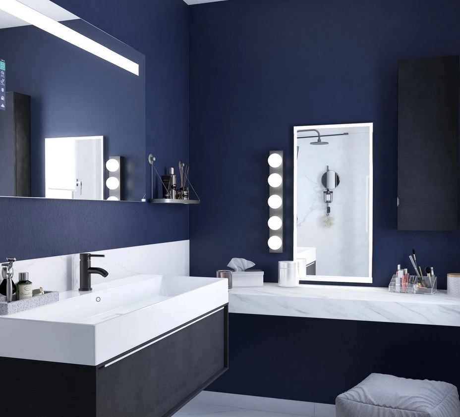 Salle De Bain Noire Et Imitation Chêne –