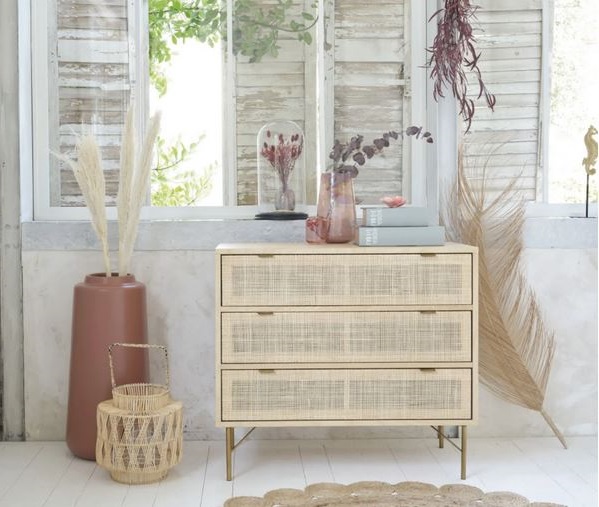 Solstice Commode 3 Tiroirs Cannage En Rotin –