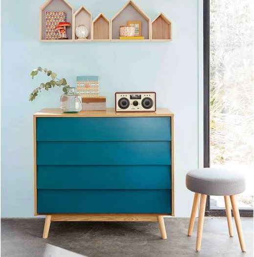 Fjord Commode Vintage 4 Tiroirs Bleu Pétrole