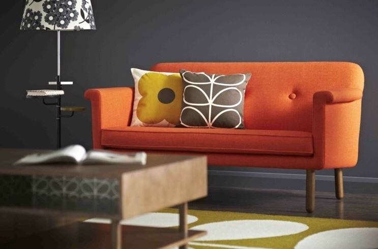 Salon Gris Et Orange Pour De La Modernité