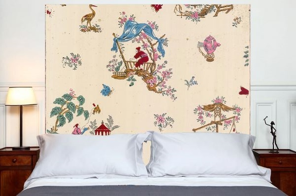 Chinoiseries Tête De Lit En Tissu Sans Support En Bois –