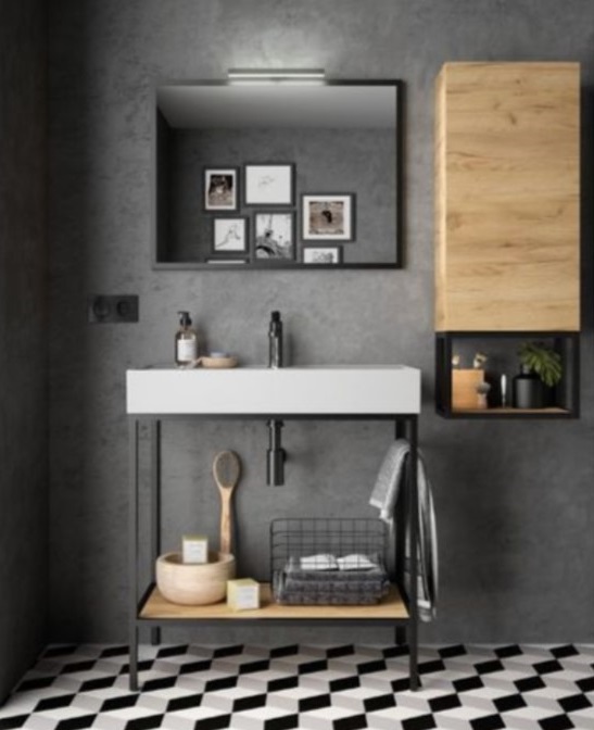 Meuble Et Vasque Pour Salle De Bain Noire Style Industriel