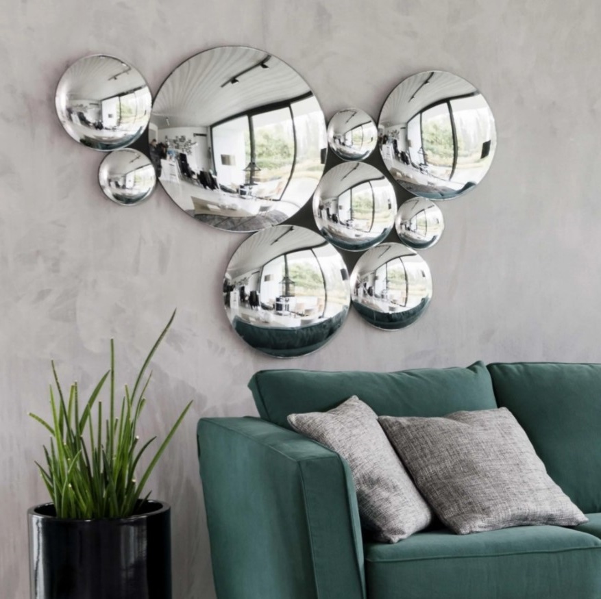 Odyssée Ensemble De 9 Miroirs Convexes Argentés