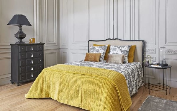Emilia Tête De Lit 160 En Manguier Noir Et Lin Coloris Lin –