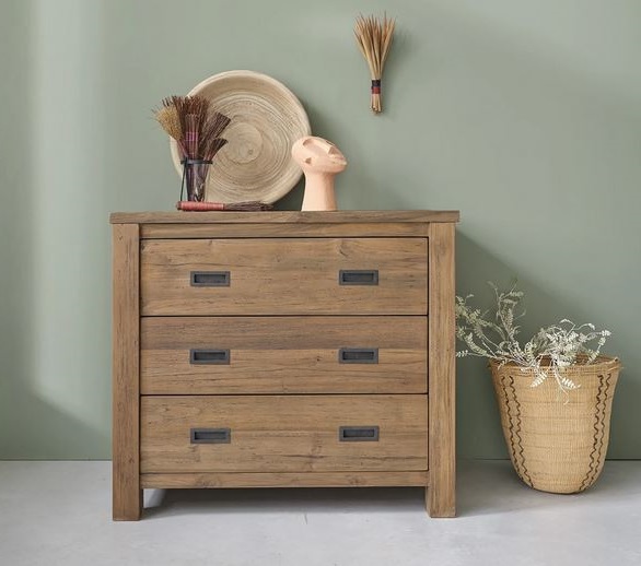 Cargo Commode En Teck Recyclé 3 Tiroirs –