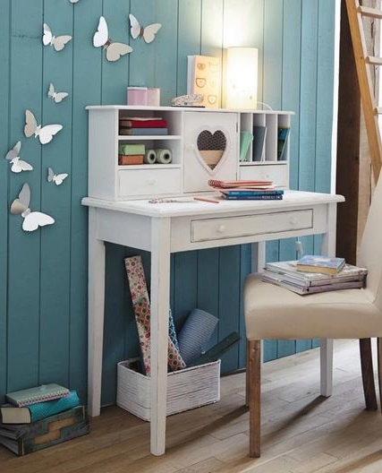 Valentine Bureau Secrétaire 1 Porte 3 Tiroirs Blanc –