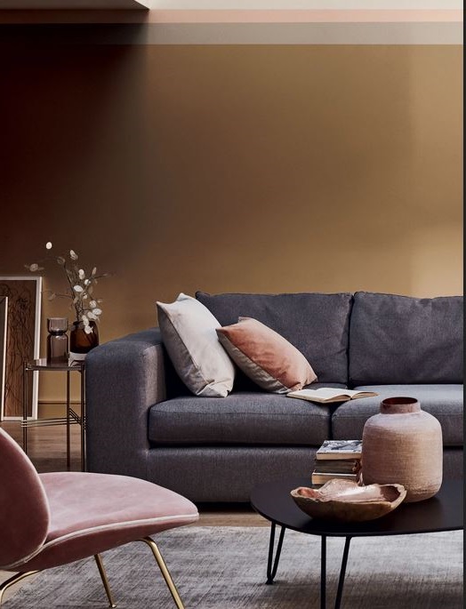 Camaïeu D'ocre Et Canapé Gris –