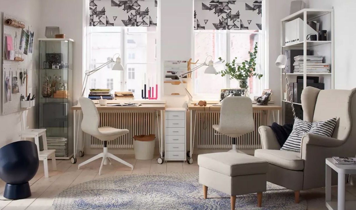bureau Double Sous Fenêtre