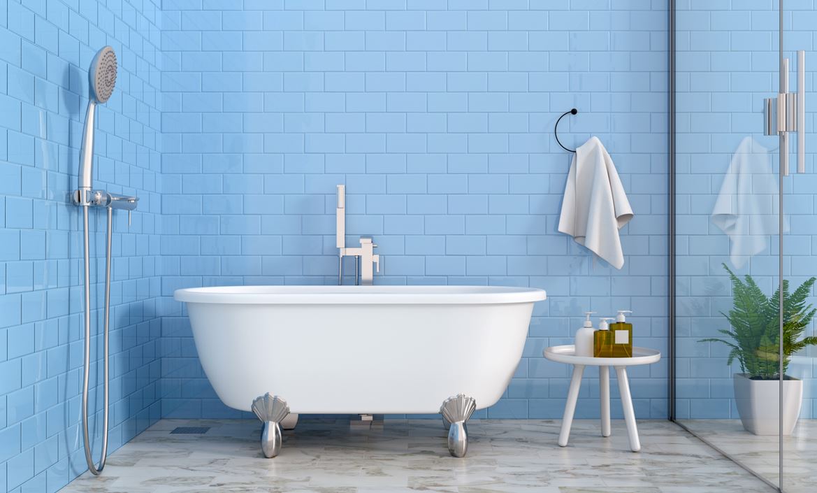 Carrelage Bleu Dans La Salle De Bain