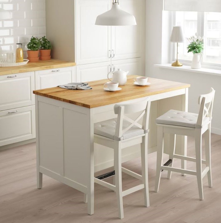 ilot Blanc Et Bois