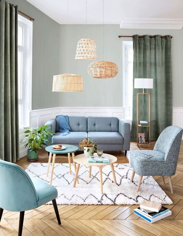 salon Gris Et Vert