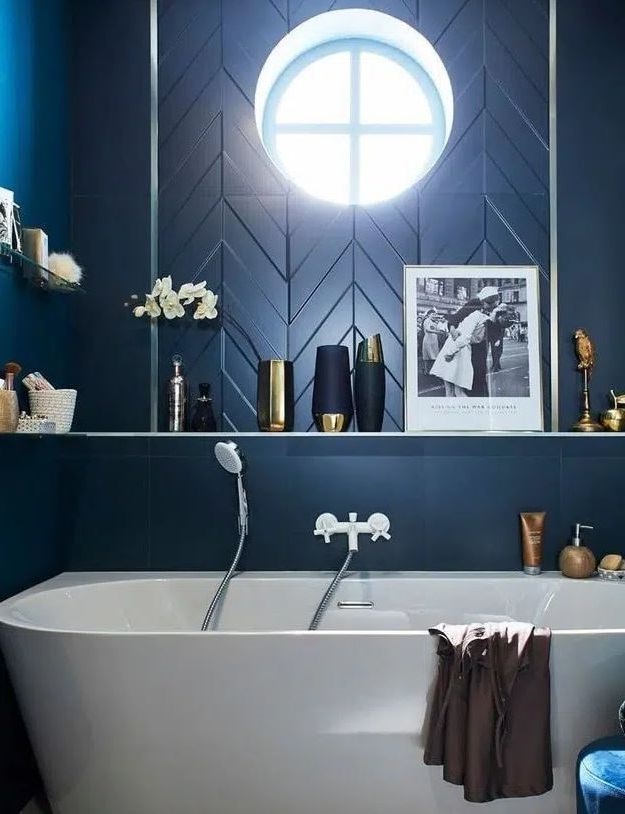 salle De Bain Bleu Nuit Et Blanc