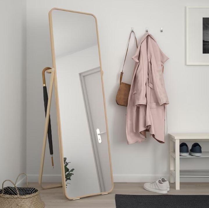 miroir Sur Pied Bois