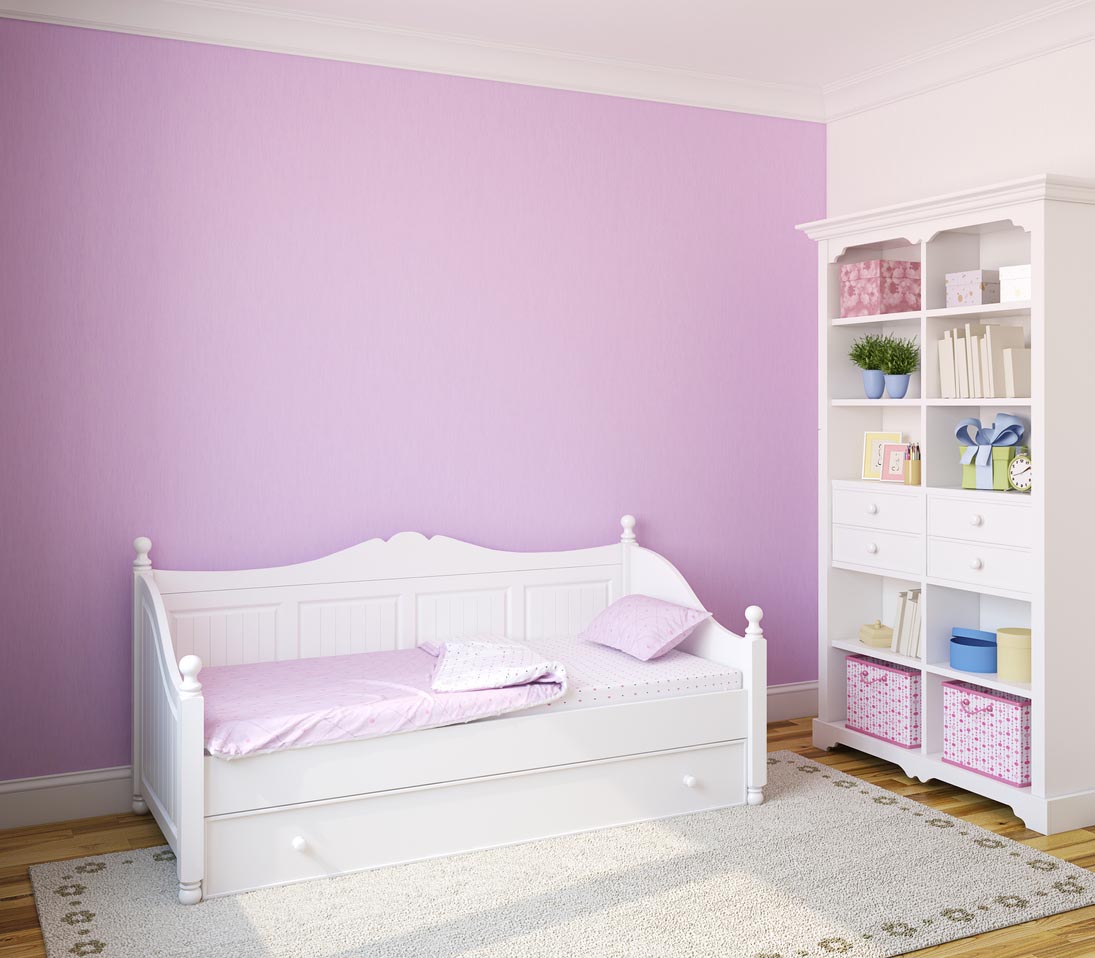 chambre d'enfant mur mauve