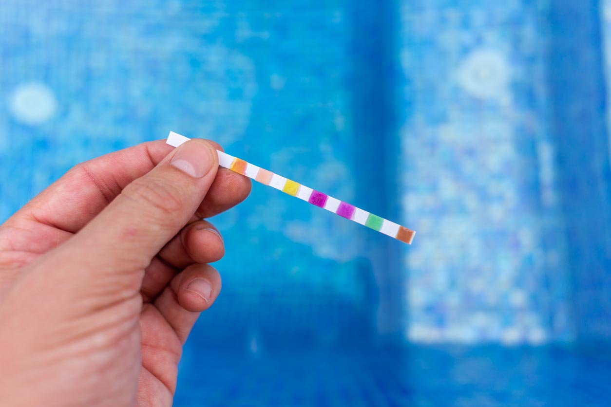 Main tenant une languette de test pH