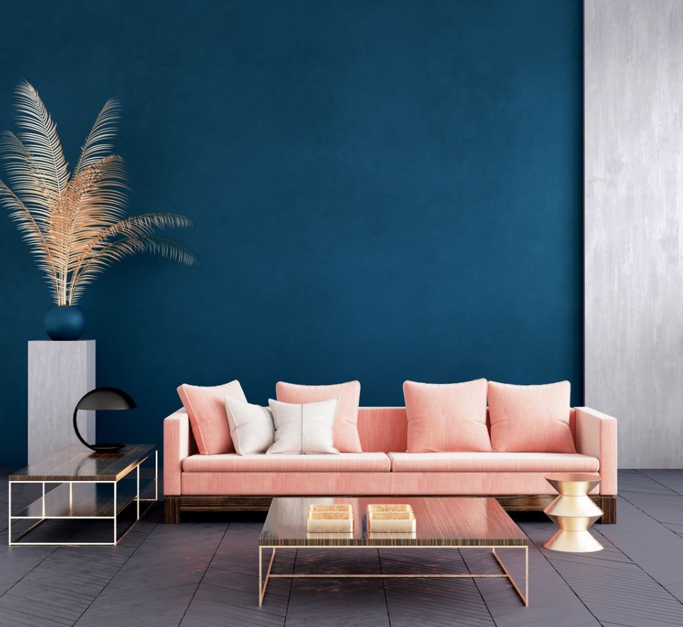bleu Foncé Et Rose