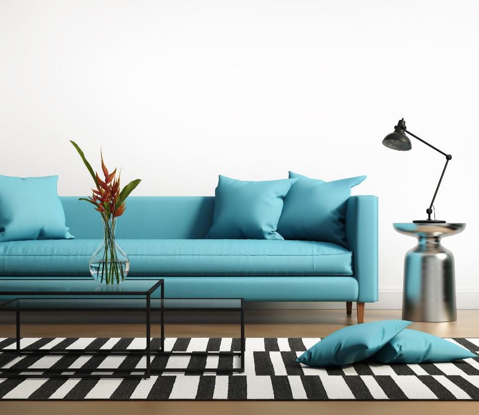 canapé Et Coussin Bleu Cyan