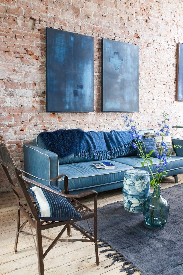 joli Salon Aux Accents Indigo