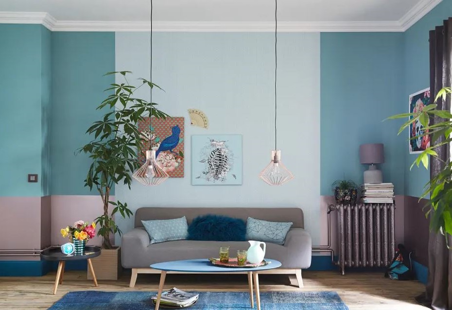 salon Bleu Pastel Et Bleu Soutenu