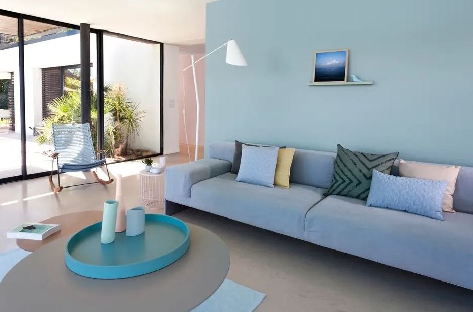 salon Mur Bleu Pastel