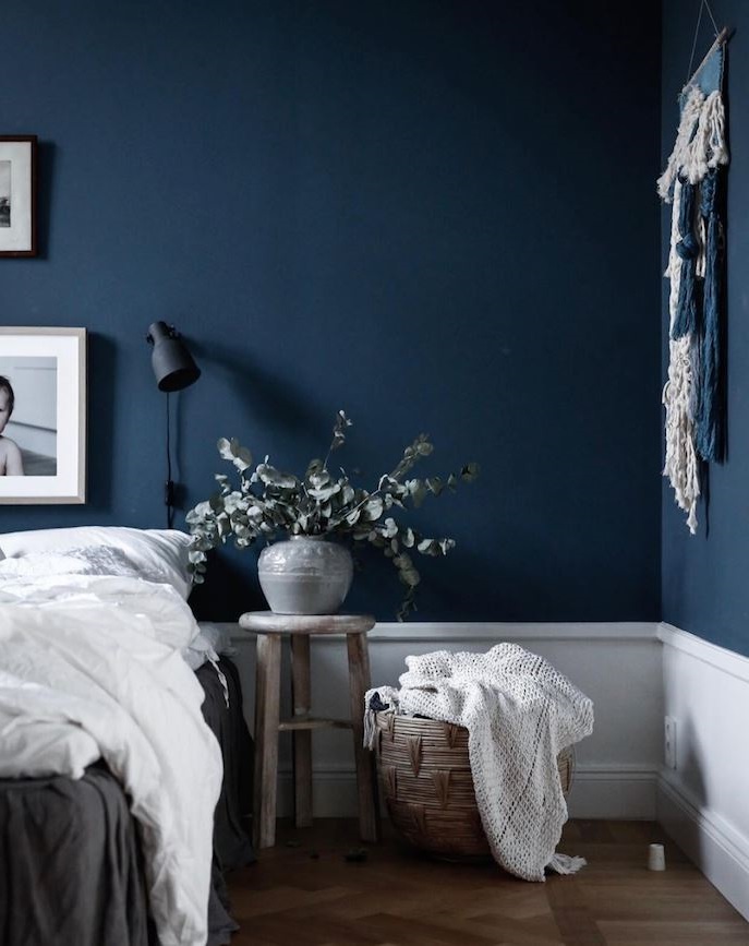 chambre Bleu Foncé Et Blanc
