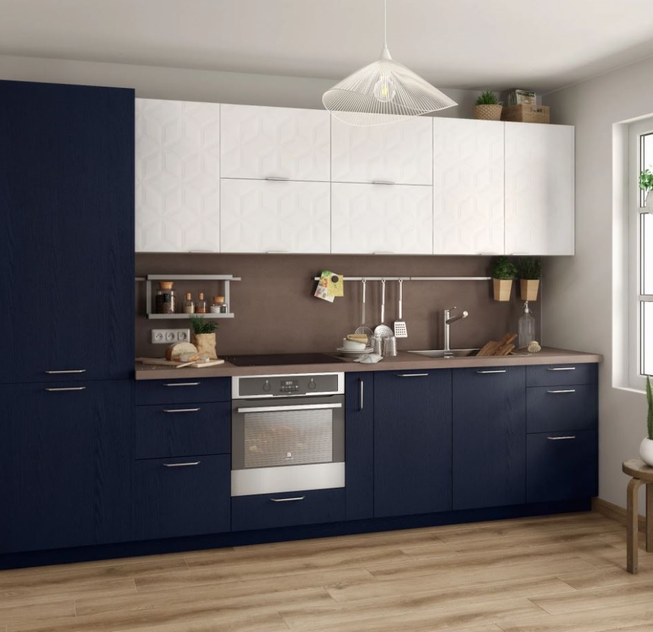 cuisine Bleu Foncé Et Blanc