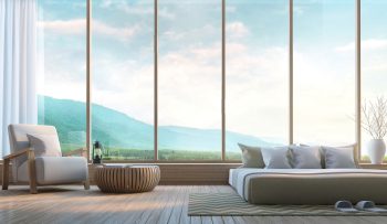 Grande Bair Vitrée Dans Une Chambre Moderne