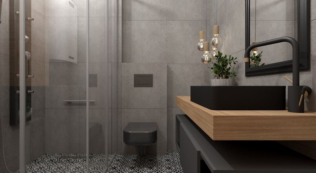 Salle De Bain En Carrelage Mat Moderne