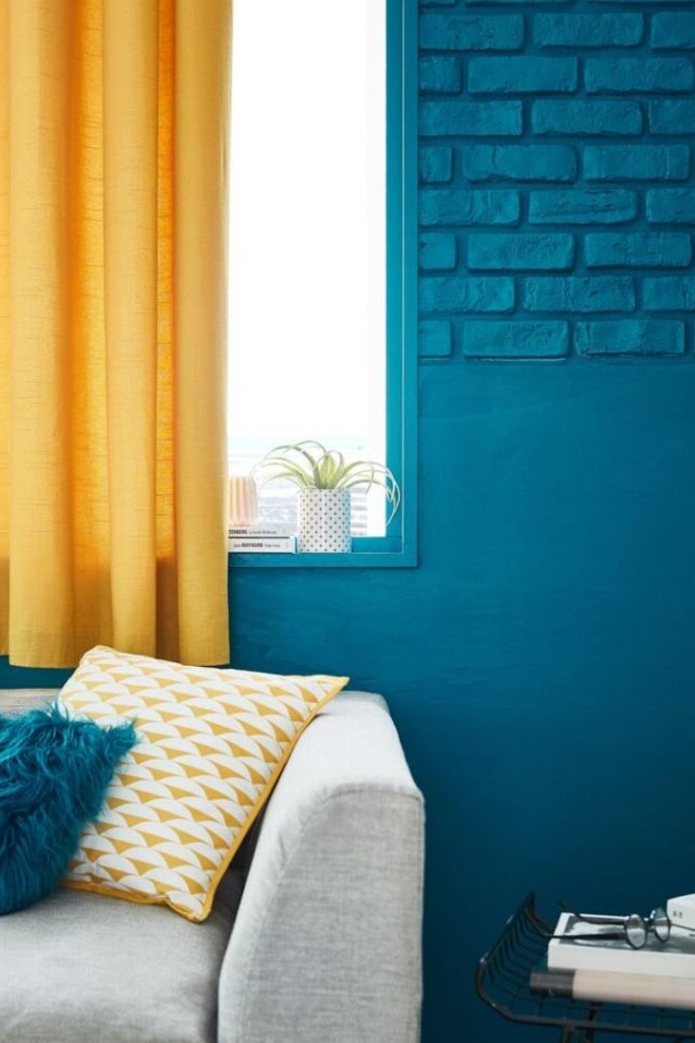 bleu Paon Et Jaune