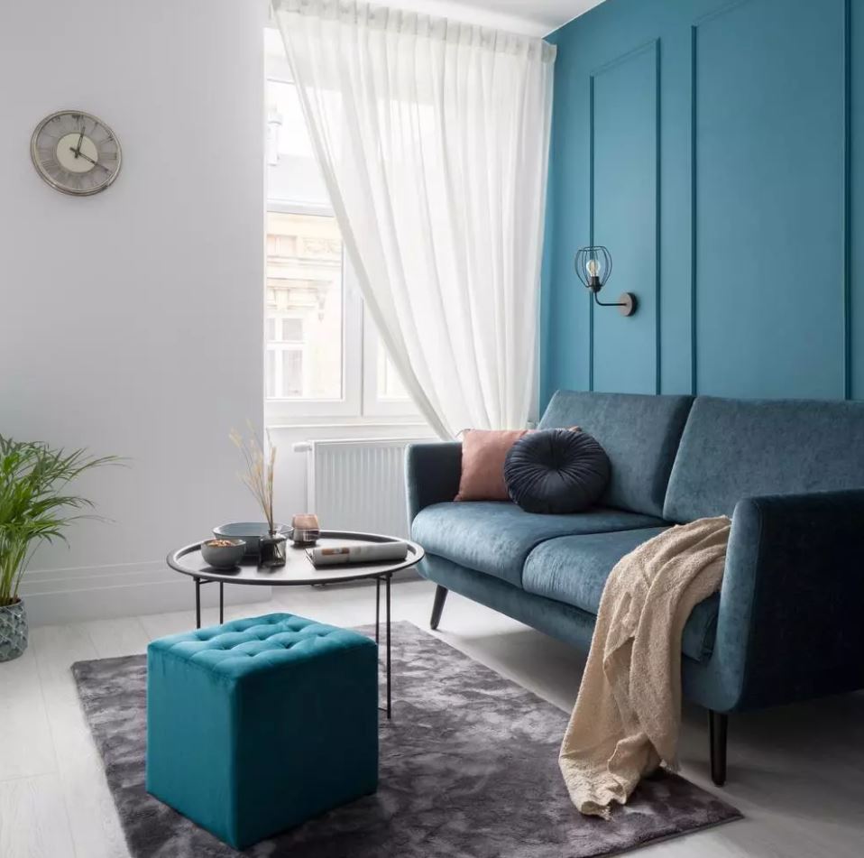 bleu Paon Et Rose Poudré