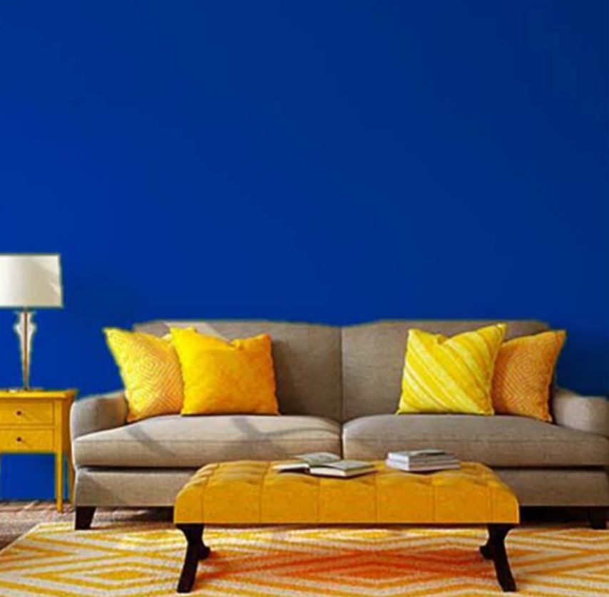 salon Mur Bleu électrique