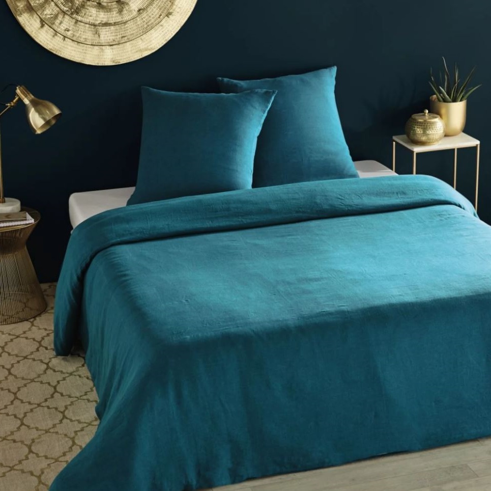 chambre Bleu Paon élégante